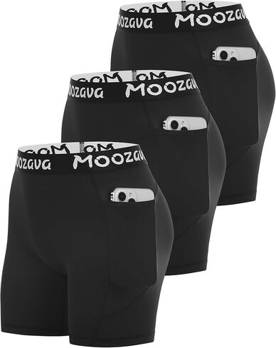 Moozava 5 بوصات شورت نسائي للكرة الطائرة من الألياف اللدنة 3 قطع شورت رياضي مضغوط للتمرين والجري وصالة الألعاب الرياضية واليوجا وركوب الدراجات والرقص in Kuwait