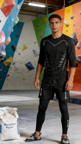Men’s 3-Piece Activewear Set, Long-Sleeve Compression Top, Tights & Shorts for Running, Gym Workouts, Training Sessions in Saudi Arabia