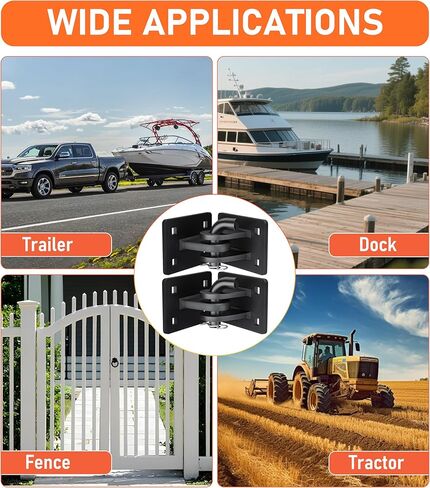 Stationary Edge Floating Dock Connector Hinge Kit with 4x4 Corner Bracket, Black Heavy-Duty Boat Dock Hinges Hardware Brackets, Metal Antirust Coating T Style Backer Plate Dock Brackets Hardware in Saudi Arabia