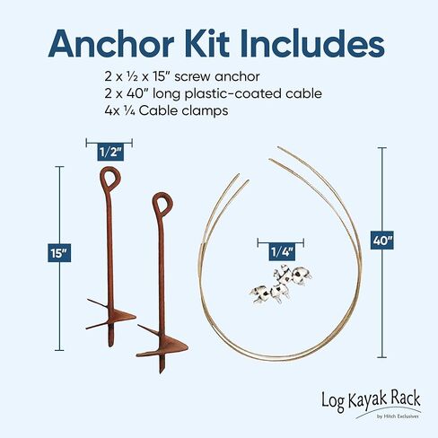 Hitch Exclusives 8-Place 2 Canoes + 6 SUP Log Rack, Kayak Racks for Outdoor Storage, Canoe Stand, Surfboard Racks, Canoe Boat Rack, Surfboard - Canyon Brown + 15" Anchor Kit in Kuwait