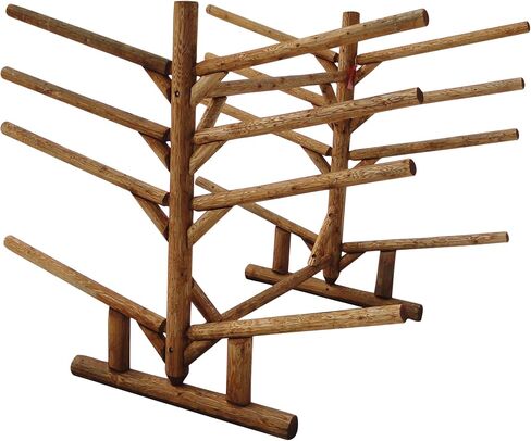Hitch Exclusives 8-Place Freestanding Log Rack, Holds 2 Canoes/Kayaks + 6 SUPs/Surfboards, Heavy-Duty Storage Stand – Canyon Brown in Kuwait