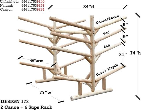 Hitch Exclusives 8-Place Freestanding Log Rack, Holds 2 Canoes/Kayaks + 6 SUPs/Surfboards, Heavy-Duty Storage Stand – Canyon Brown in Kuwait