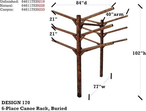 Hitch Exclusives 6-Place Buried In-Ground Log Rack for Kayaks/Canoes/SUPs/Surfboards, Heavy-Duty Outdoor Storage – Natural in Kuwait