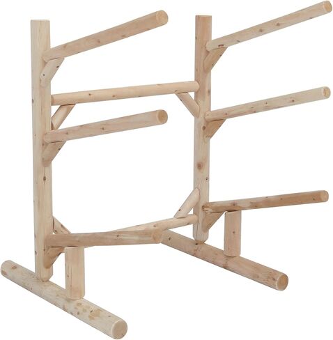 Hitch Exclusives 3-Place Low Freestanding Rack, Holds 2 Canoes + 1 Kayak/SUP/Surfboard, Garage or Outdoor Storage – Unfinished in Kuwait