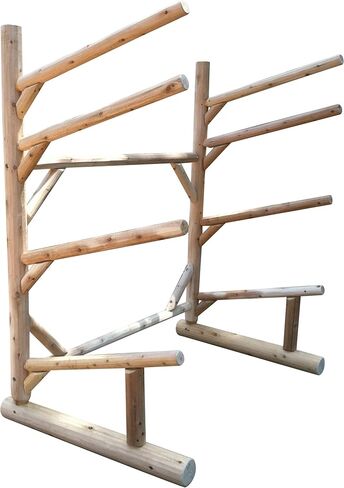 Hitch Exclusives 8-Place 2 Canoes + 6 SUP Log Rack، رفوف الكاياك للتخزين في الهواء الطلق، حامل الزورق، رفوف لوح ركوب الأمواج، رف قارب الزورق، لوح ركوب الأمواج - غير مكتمل + طقم مرساة مقاس 15 بوصة in Kuwait