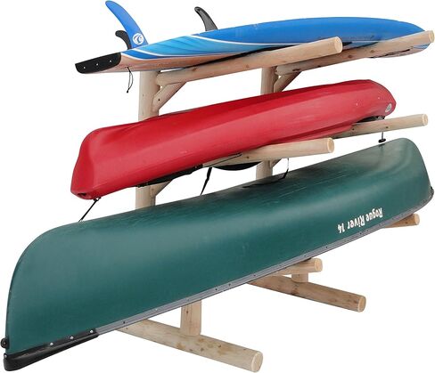 Hitch Exclusives 2-Place Rowboat Log Rack, Kayak Racks for Outdoor Storages, Canoe Boat Storage Organizer, Paddle Boat Stands, Paddleboard Rack for Storage - Unfinished + 15" Anchor Kit in Kuwait