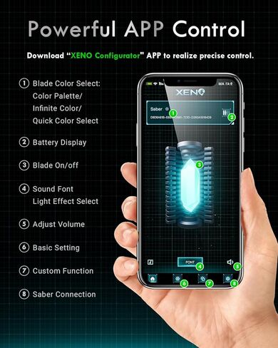 XenoSaber XRGB 3.0 Smooth Swing Dueling Light Saber for Adults, 16 Sound Fonts Motion Control Clan Style Light Saber with Infinite Color and Powerful APP, Rechargeable Metal Hilt in Kuwait