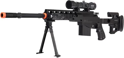 UKARMS CQB P1402 بندقية قنص تكتيكية ربيعية Airsoft: مخزون قابل للطي + مصباح يدوي + Bipod in Kuwait