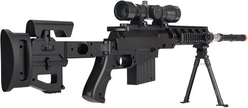 UKARMS CQB P1402 بندقية قنص تكتيكية ربيعية Airsoft: مخزون قابل للطي + مصباح يدوي + Bipod in Kuwait