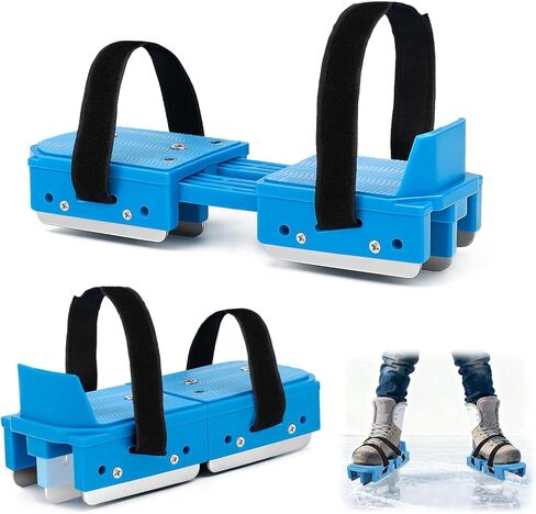 Tryly 1/2 Pairs Upgraded Toddler Ice Skates, Kids Adjustable 2-in-1 Double & Single Convertible Blade Skates with Hook and Loop Fastener Straps for Winter Toddler Training Shoes Beginner in Saudi Arabia