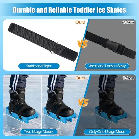 Tryly 1/2 Pairs Upgraded Toddler Ice Skates, Kids Adjustable 2-in-1 Double & Single Convertible Blade Skates with Hook and Loop Fastener Straps for Winter Toddler Training Shoes Beginner in Saudi Arabia
