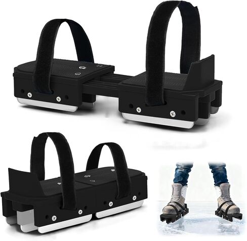 Tryly 1/2 Pairs Upgraded Toddler Ice Skates, Kids Adjustable 2-in-1 Double & Single Convertible Blade Skates with Hook and Loop Fastener Straps for Winter Toddler Training Shoes Beginner in Saudi Arabia