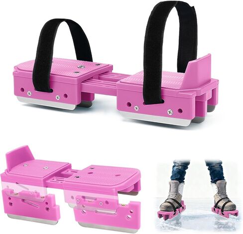 Tryly 1/2 Pairs Upgraded Toddler Ice Skates, Kids Adjustable 2-in-1 Double & Single Convertible Blade Skates with Hook and Loop Fastener Straps for Winter Toddler Training Shoes Beginner in Saudi Arabia