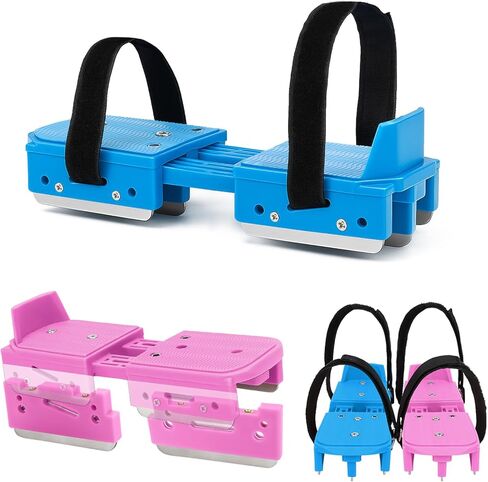 Tryly 1/2 Pairs Upgraded Toddler Ice Skates, Kids Adjustable 2-in-1 Double & Single Convertible Blade Skates with Hook and Loop Fastener Straps for Winter Toddler Training Shoes Beginner in Saudi Arabia