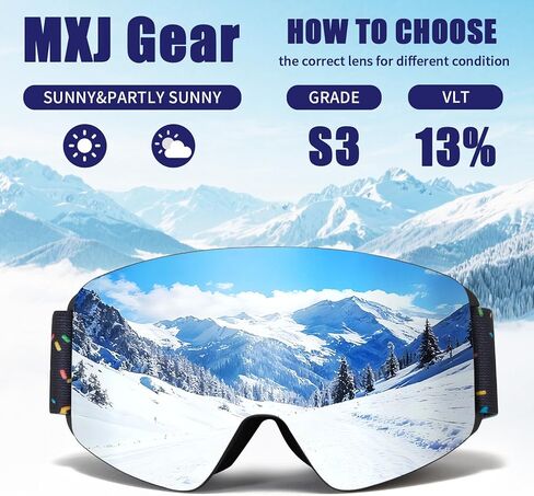 نظارات التزلج MXJ Gear Kids، نظارات OTG على الجليد للأولاد والبنات، نظارات ثلج مضادة للضباب UV400 للتزلج والرياضات الشتوية الخارجية in Kuwait
