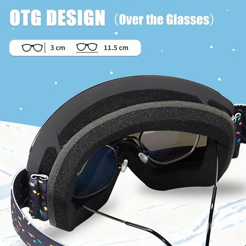 نظارات التزلج MXJ Gear Kids، نظارات OTG على الجليد للأولاد والبنات، نظارات ثلج مضادة للضباب UV400 للتزلج والرياضات الشتوية الخارجية in Kuwait
