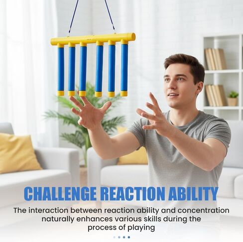 NEKSKA Reflex Sticks Rebounce Game, Reflex Challenge Game, Falling Sticks Reaction Time Trainer with Adjustable Speed Modes for Home, Office & Team Activities (Yellow) in Saudi Arabia