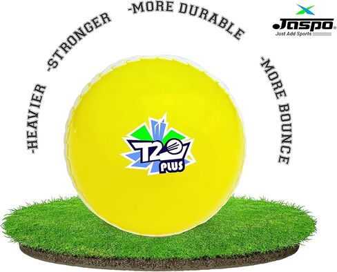 Jaspo المطاط الصناعي T-20 Plus ممارسة الكريكيت كرات الرياح 125-130 GMS ل- داخلي خارجي شارع الشاطئ الكريكيت الأصفر in Kuwait