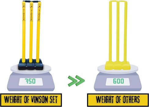 Vinson Junior Cricket Kit Set - Pack Includes Stumps, Wickets, Stands, Bat and Ball | Durable Constructions & Designed for Juniors | Indoor & Outdoor Cricket Playing Set for Kids | Birthday Gift in Kuwait