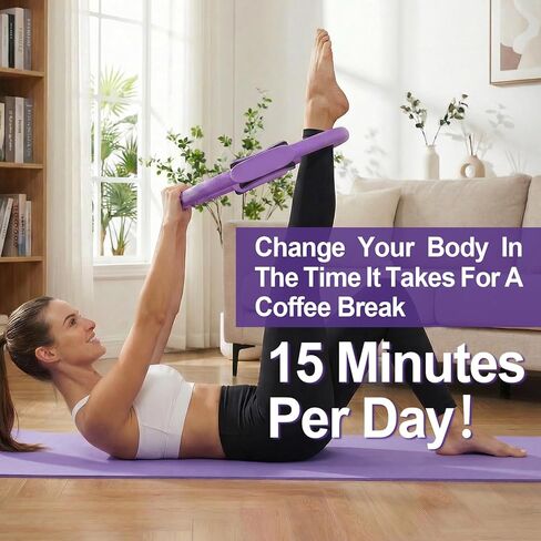 ElaraFit Home Pilates Ring and Ball Set للنساء مع 5 أشرطة مقاومة 13 بوصة مجموعة أدوات أساسية للتمرين على شكل دائرة سحرية للمبتدئين، تنغيم الجسم بالكامل وتشكيل جسمك مع روتين يومي لمدة 15 دقيقة in Kuwait