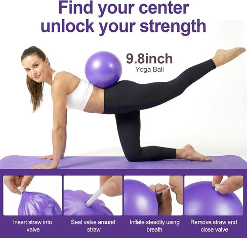 ElaraFit Home Pilates Ring and Ball Set للنساء مع 5 أشرطة مقاومة 13 بوصة مجموعة أدوات أساسية للتمرين على شكل دائرة سحرية للمبتدئين، تنغيم الجسم بالكامل وتشكيل جسمك مع روتين يومي لمدة 15 دقيقة in Kuwait