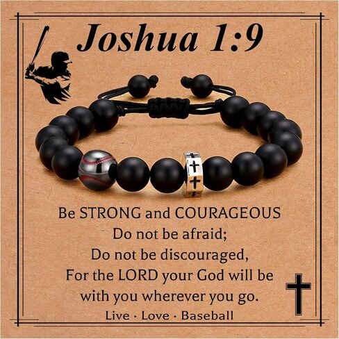 Baseball/Basketball/Football/Soccer Bracelet for Boys Cross Beaded Bracelet Gifts for Son Grandson Players Team Fan Friends,Birthday Christmas Gifts for Men Boys in Kuwait