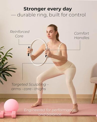 kure.fit مجموعة أساسيات البيلاتس المنزلية للنساء | حلقة بيلاتيس، كرة صغيرة، مجموعة فرقة غنيمة | مجموعة أدوات البيلاتس المبتدئة في صندوق هدايا | يتضمن دليل التمرين in Kuwait