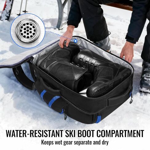 YOREPEK 65L Ski Boot Bag, Waterproof Ski Snowboard Backpack with Clamshell Opening, Separate Compartments for Boots, Helmet, Goggles, Jacket, Pants, Accessories for Adults, Mini Pockets for AirTag in Saudi Arabia
