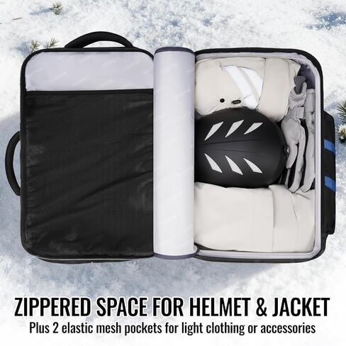 YOREPEK 65L Ski Boot Bag, Waterproof Ski Snowboard Backpack with Clamshell Opening, Separate Compartments for Boots, Helmet, Goggles, Jacket, Pants, Accessories for Adults, Mini Pockets for AirTag in Saudi Arabia