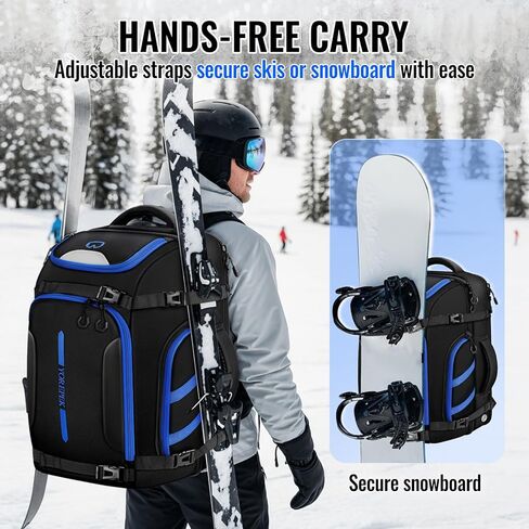 YOREPEK 65L Ski Boot Bag, Waterproof Ski Snowboard Backpack with Clamshell Opening, Separate Compartments for Boots, Helmet, Goggles, Jacket, Pants, Accessories for Adults, Mini Pockets for AirTag in Saudi Arabia
