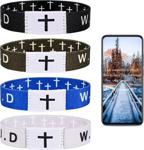 4PCS Daily Bible Verse WWJD Bracelet, Christian Jesus Wearable Bracelet for Women Men - What Would Jesus Do Bracelet in Saudi Arabia