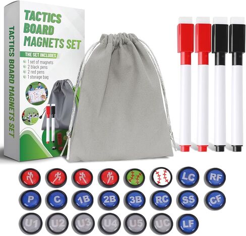 ZPU 36 Picese Football Board Magnets, Football Magnets Set with 2 Dry Erase Black Marker Pens, 2 Red Marker Pens, 1 Storage Bag, Tactics Strategy Board Coaches Clipboard Accessories in Saudi Arabia