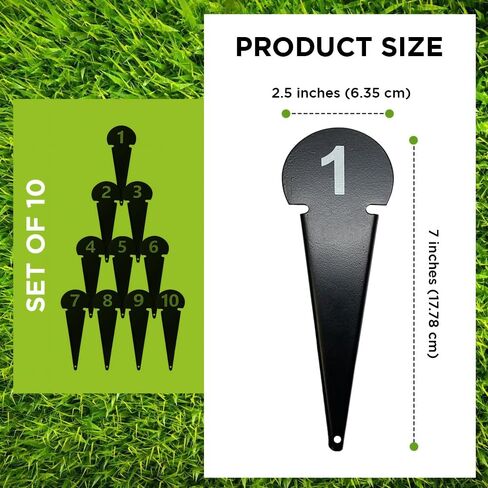 Amber Fight Gear Durable Discus & Shot Put Markers, Set of 10 Track and Field Equipment with Spiked Tips, High Visibility, Heavy-Duty Metal Build for Training & Competition, 7 x 2.5 Inches (Black) in Saudi Arabia