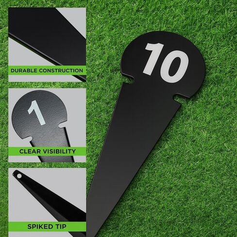 Amber Fight Gear Durable Discus & Shot Put Markers, Set of 10 Track and Field Equipment with Spiked Tips, High Visibility, Heavy-Duty Metal Build for Training & Competition, 7 x 2.5 Inches (Black) in Saudi Arabia