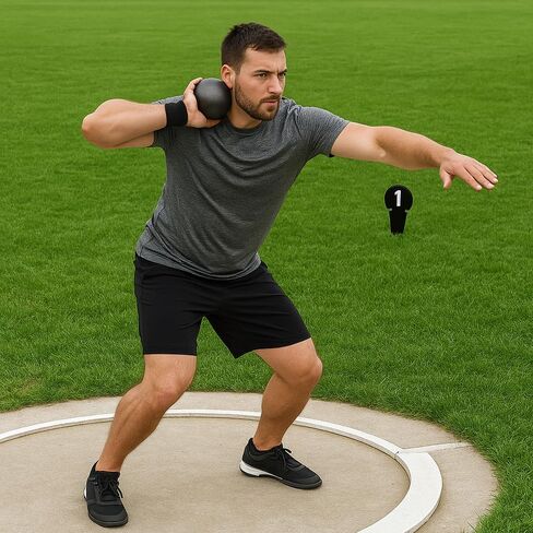 Amber Fight Gear Durable Discus & Shot Put Markers, Set of 10 Track and Field Equipment with Spiked Tips, High Visibility, Heavy-Duty Metal Build for Training & Competition, 7 x 2.5 Inches (Black) in Saudi Arabia