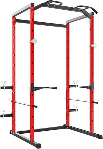 رف القرفصاء القوي متعدد الوظائف - سعة 1100 رطل مع شريط سحب، قضبان أمان قابلة للتعديل، رف ضغط مقاعد البدلاء لتدريب القوة في صالة الألعاب الرياضية المنزلية in Kuwait