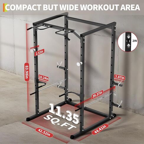 Heavy-Duty Power Cage with Pull-Up Bar, 1100LB Capacity Squat Rack for Home Gym Strength Training with Adjustable j-Hooks & Safety Bars in Saudi Arabia