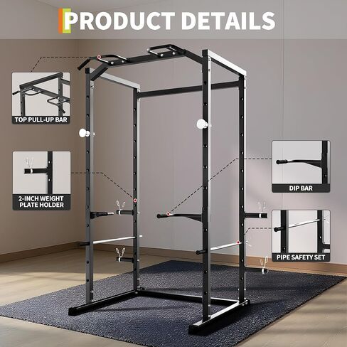 Heavy-Duty Power Cage with Pull-Up Bar, 1100LB Capacity Squat Rack for Home Gym Strength Training with Adjustable j-Hooks & Safety Bars in Saudi Arabia