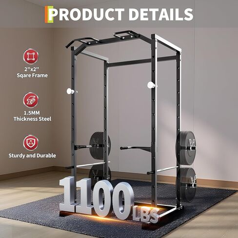 Heavy-Duty Power Cage with Pull-Up Bar, 1100LB Capacity Squat Rack for Home Gym Strength Training with Adjustable j-Hooks & Safety Bars in Saudi Arabia