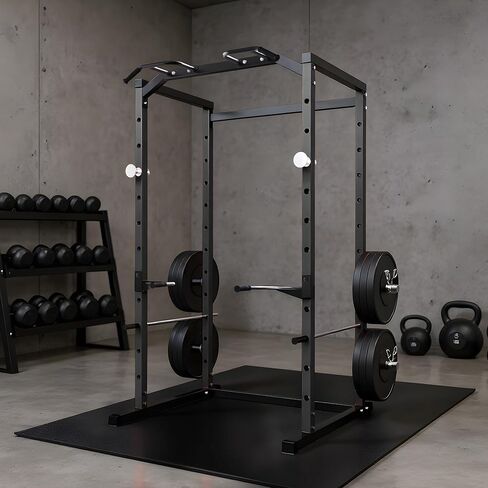 Heavy-Duty Power Cage with Pull-Up Bar, 1100LB Capacity Squat Rack for Home Gym Strength Training with Adjustable j-Hooks & Safety Bars in Saudi Arabia