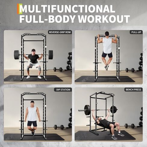 Heavy-Duty Power Cage with Pull-Up Bar, 1100LB Capacity Squat Rack for Home Gym Strength Training with Adjustable j-Hooks & Safety Bars in Saudi Arabia