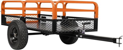 ActiveTrail 1500 رطل مقطورة فولاذية مساعدة، 15 قدم مكعب مقطورات حديقة وعربات شديدة التحمل، سحب خلف مقطورة تفريغ لجزازة العشب، ساحة حديقة، أحمر in Kuwait