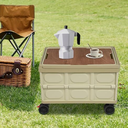 BOBKALATG Foldable Rolling Cart, 55L Large Capacity Organizer & Storage Box with Removable Lid, Easy to Move and Store for Indoor Outdoor Multipurpose Use (Green) in Saudi Arabia