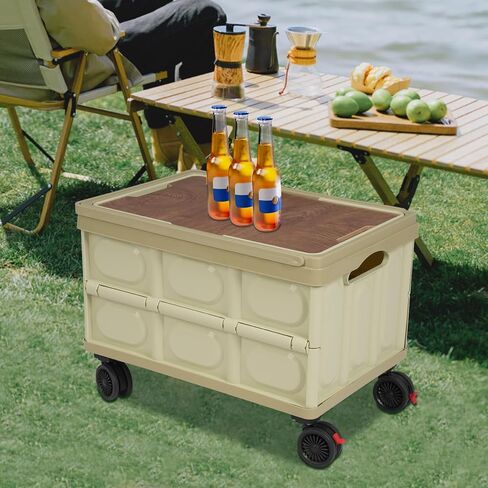 BOBKALATG Foldable Rolling Cart, 55L Large Capacity Organizer & Storage Box with Removable Lid, Easy to Move and Store for Indoor Outdoor Multipurpose Use (Green) in Saudi Arabia