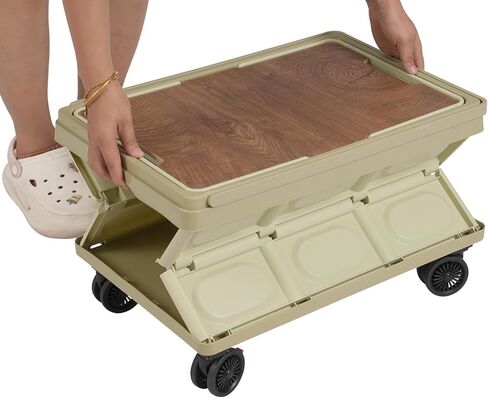 BOBKALATG Foldable Rolling Cart, 55L Large Capacity Organizer & Storage Box with Removable Lid, Easy to Move and Store for Indoor Outdoor Multipurpose Use (Green) in Saudi Arabia