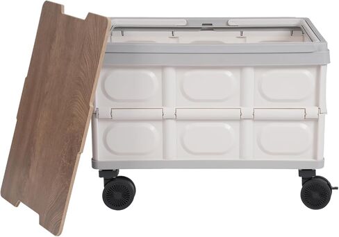 BOBKALATG Foldable Rolling Cart, 55L Large Capacity Organizer & Storage Box with Removable Lid, Easy to Move and Store for Indoor Outdoor Multipurpose Use (Grey) in Saudi Arabia