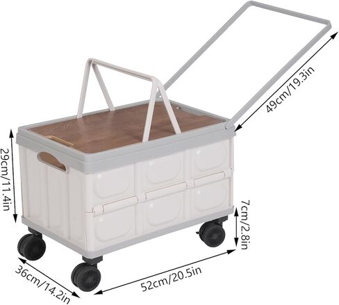 BOBKALATG Foldable Rolling Cart, 55L Large Capacity Organizer & Storage Box with Removable Lid, Easy to Move and Store for Indoor Outdoor Multipurpose Use (Grey) in Saudi Arabia