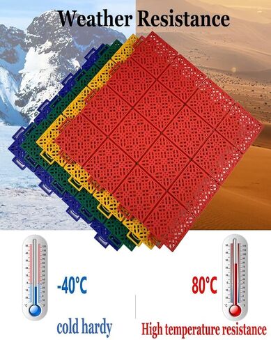 بلاط أرضيات متشابك لملاعب كرة السلة - بساط رياضي خارجي ناعم وغير قابل للانزلاق ومقاوم للاهتراء، أخضر، قطعة واحدة - مثالي للأرضيات الرياضية الداخلية والخارجية in Kuwait