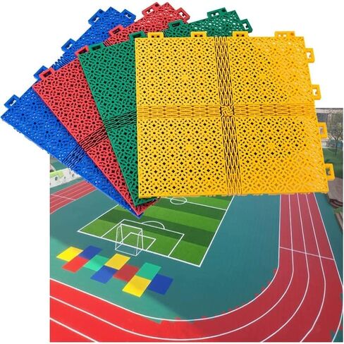 Outdoor Modular Interlocking Floor Tiles 34CM - 9PCS Non-Slip, Wear-Resistant Sports Flooring for Basketball, Badminton, Gymnasium - Durable Red Tiles for Versatile Use in Saudi Arabia