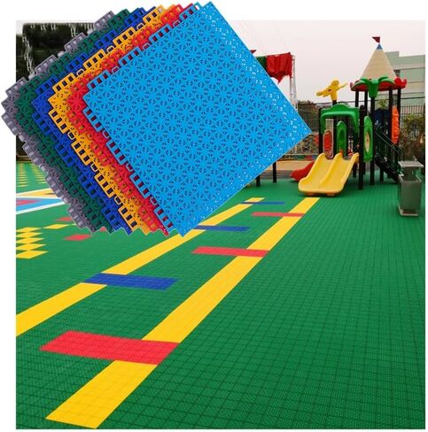 10PCS Yellow Interlocking Floor Tiles for Kindergarten - 1ft Outdoor Sports Flooring with Drainage Holes - Modular Design, Perfect for Play Areas and Events in Saudi Arabia